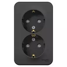 Розетка Schneider Electric BLNRA011206 2-ая с/з со шторками, 16А, 250В Антрацит наруж