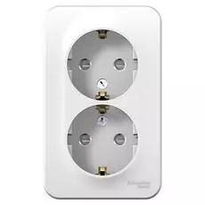 Розетка Schneider Electric BLNRA011211 2-ая с/з со шторками 16А, 250В, изолир. пластина (белый) наруж