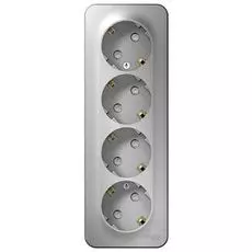 Розетка Schneider Electric BLNRA011413 4-я с/з со шторками 16А, 250В, изолир. пластина Алюминий наруж