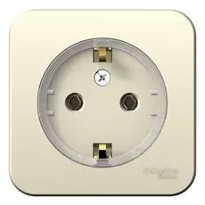 Розетка Schneider Electric BLNRA110112 с/з без шторок, (тонкая) 16А, 250В, изолир. Пластина Молочная наруж