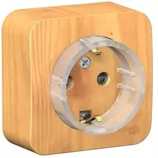 Розетка Systeme Electric BLNRA111115 с/з со шторками, (тонкая) 16А, 250В, изолир. пластина Ясень наруж