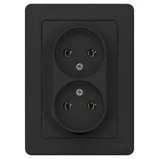 Розетка Schneider Electric BLNRS000026 2-ая б/з без шторок, 16А, 250В Антрацит внутр