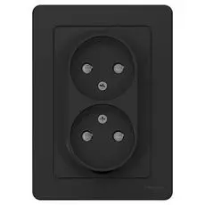 Розетка Schneider Electric BLNRS000126 2-ая б/з со шторками, 16А, 250В Антрацит внутр