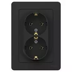 Розетка Schneider Electric BLNRS001026 2-ая с/з без шторок, 16А, 250В Антрацит внутр