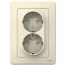 Розетка Schneider Electric BLNRS001122 2-ая с/з со шторками, 16А, 250В Молочная внутр