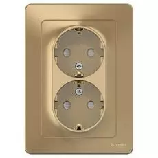 Розетка Systeme Electric BLNRS001124 2-ая с/з со шторками, 16А, 250В Титан внутр