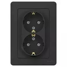 Розетка Schneider Electric BLNRS001126 2-ая с/з со шторками, 16А, 250В Антрацит внутр