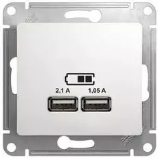 Розетка Schneider Electric GSL000133 5В/2100мА, 2х5В/1050мА, механизм, белый