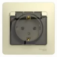 Розетка Schneider Electric GSL000246 с заземлением со шторками с крышкой, IP20 (в сборе с рамкой)