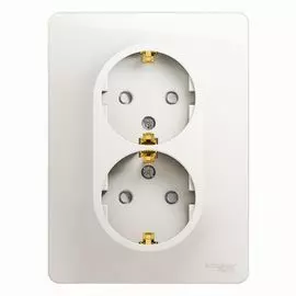 Розетка Schneider Electric GSL000626 2-ая с/з со шторками, 16А (в сборе) перламутр