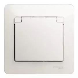 Розетка Schneider Electric GSL000646 с/з со шторками с крышкой, 16А, IP20 (в сборе) перламутр