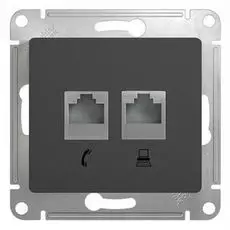 Розетка Schneider Electric GSL000785 двойная RJ11+RJ45 категория 5E антрацит в рамку