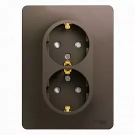 Розетка Systeme Electric GSL000826 2-ая с/з со шторками, 16А (в сборе) шоколад
