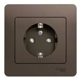 Розетка Systeme Electric GSL000844 с/з со шторками, 16А (в сборе) шоколад
