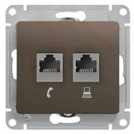 Розетка Schneider Electric GSL000885 2-ая RJ11+RJ45, кат.5E шоколад