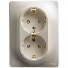 Розетка Schneider Electric GSL000924 GLOSSA двойная с заземлением в сборе (молочный)