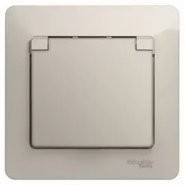 Розетка Schneider Electric GSL000946 Glossa Молочная с/з со шторками с крышкой IP20 (в сборе)