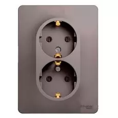 Розетка Schneider Electric GSL001224 GLOSSA двойная с заземлением в сборе (платина)