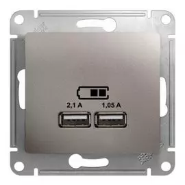 Розетка Systeme Electric GSL001233 Glossa Платина USB 5В/2100мА, 2х5В/1050мА