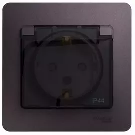 Розетка Schneider Electric GSL001448 Glossa с/з со шторками с крышкой IP44 (в сборе), сиреневый туман