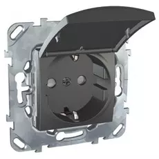 Розетка Schneider Electric MGU5.037.12TAZD Unica Top Графит с з/к со шторками (винт. зажим) с крышкой