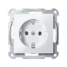 Розетка Schneider Electric MTN2300-0319 Merten SM 1-ая с заземлением, со шторками, безвинтовой зажим, 2P+З, термопласт, IP20 (белый глянцевый)