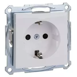Розетка Schneider Electric MTN2300-0325 с/з с защитными шторками безвинт. Зажим бел