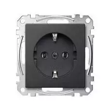 Розетка Schneider Electric MTN2300-0414 Merten 1-ая с заземлением, со шторками, безвинтовой зажим, 2P+3, термопласт, IP20 (антрацит)
