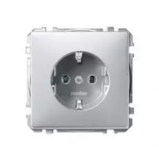 Розетка Schneider Electric MTN2301-4060 Merten SD 1-ая с заземлением, безвинтовой зажим, 2P+З, термопласт, IP20 (алюминий)