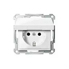 Розетка Schneider Electric MTN2310-0319 Merten SM 1-ая с заземлением, со шторками, с крышкой, безвинтовой зажим, 2P+З, термопласт, IP20 (белый глянцев