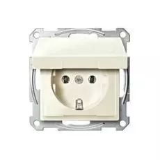 Розетка Schneider Electric MTN2310-0344 Merten 1-ая с заземлением, со шторками, с крышкой, безвинтовой зажим, 2P+3, термопласт, IP20 (бежевый глянцевы