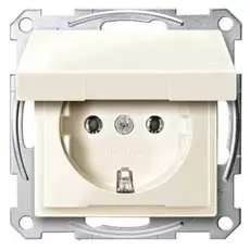 Розетка Schneider Electric MTN2311-0344 Merten 1-ая с заземлением, с крышкой, безвинтовой зажим, 2P+