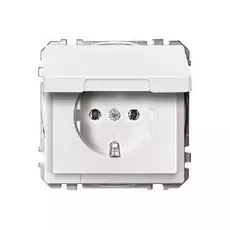 Розетка Schneider Electric MTN2311-4019 Merten 1-ая с заземлением, с крышкой, безвинтовой зажим, 2P+З, термопласт, IP20 (белая)