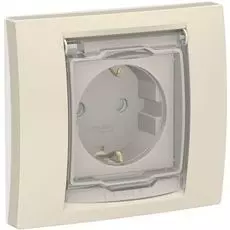 Розетка Schneider Electric NU003744 UnicaNew, беж, с/з со шторками, с крышкой, IP44