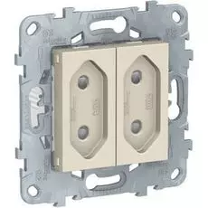 Розетка Schneider Electric NU503144 UnicaNew, беж, б/з 2-модульная, со шторками, винт. зажим, 10А