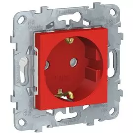 Розетка Schneider Electric NU503703 с/з со шторками, винт. зажим, 16А, 250В красная