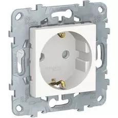 Розетка Schneider Electric NU503718 UnicaNew, белый, с/з со шторками, винт. зажим, 16А, 250В