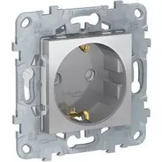 Розетка Schneider Electric NU503730 UnicaNew, алюминий, с/з со шторками, винт. зажим, 16А, 250В