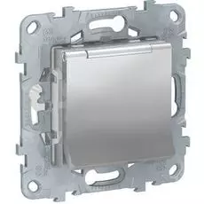 Розетка Schneider Electric NU503730TA UnicaNew, алюминий, с/з со шторками, с крышкой, 16А, 250В, IP40