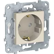 Розетка Schneider Electric NU503744 UnicaNew, беж, с/з со шторками, винт. зажим, 16А, 250В