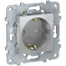 Розетка Schneider Electric NU505730 UnicaNew, алюминий, с/з, со шторками, с быстрозажимными клеммами