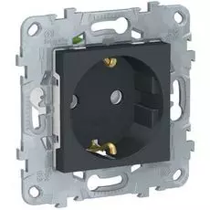 Розетка Schneider Electric NU505754 UnicaNew, антрацит, с/з со шторками, с быстрозажимными клеммами