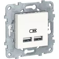 Розетка Schneider Electric NU541818 UnicaNew, белый, USB, двойная, 5 В/2100 мА