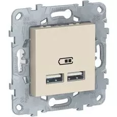 Розетка Schneider Electric NU541844 UnicaNew, беж, USB, двойная, 5 В/2100 мА