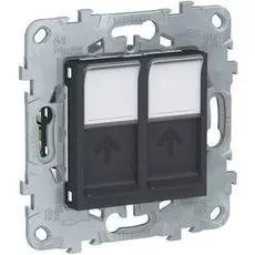 Розетка Schneider Electric NU542054 UnicaNew, антрацит, компьютерная, RJ45, двойная, кат. 5е UTP