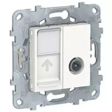 Розетка Schneider Electric NU547018 UnicaNew, белый, TV одиночная + комп. RJ45 кат.6 UTP, 1 модуль