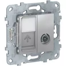 Розетка Schneider Electric NU547030 UnicaNew, алюминий, TV одиночная + комп. RJ45 кат.6 UTP, 1 модуль
