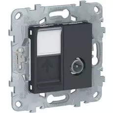 Розетка Schneider Electric NU547054 UnicaNew, антрацит, TV одиночная + комп. RJ45 кат.6 UTP, 1 модуль