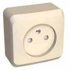 Розетка Systeme Electric PA16-002K Этюд 1-ая, без заземления, со шторками, наружная, 16 А, 250 В, 3680 Вт, IP20, в сборе (кремовая)