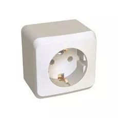 Розетка Schneider Electric PA16-003B Этюд 1-ая с заземлением, без шторок, наружная, 16 А, 250 В, 3680 Вт, IP20, в сборе (белая)